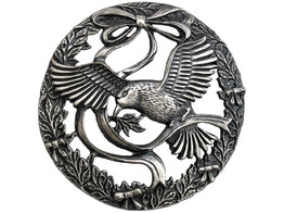 Pewter lid Bird and bow 80 mm
