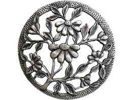 Pewter lid - Daisies - 80 mm