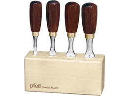 Pfeil - Set korte steekbeitels Pfeil in houten blok  4st 