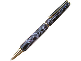 Jeu de 5 stylos a bille - Plaque or - bleu