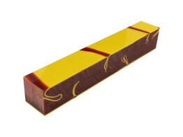 Acryl acetaat - Rood / Gele werveling - 20 x 20 x 150 mm